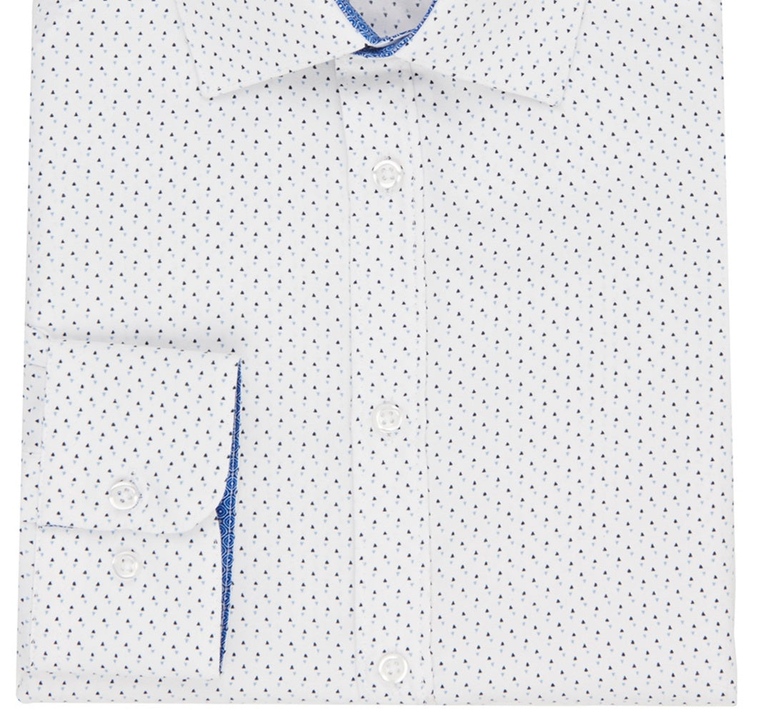 Camisa social Calabrum masculina regular fit, sem passar a ferro, estampa geométrica, azul, tamanho extragrande