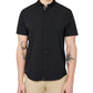 Camisa social masculina slim fit com botões e manga curta, tamanho XL, preta