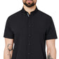 Camisa social masculina slim fit com botões e manga curta, tamanho XL, preta