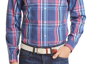 Brooks Brothers Men's Regent Non Iron Plaid Slim Fit Button Down Shirt Blue Size Large