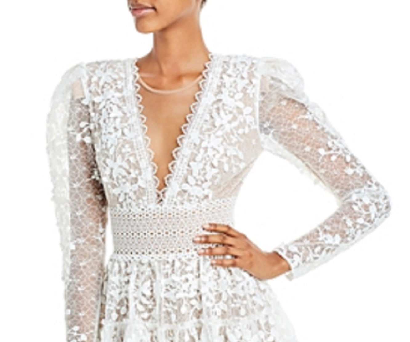 Vestido curto de renda Megan feminino Bronx and Banco, branco, tamanho X-S