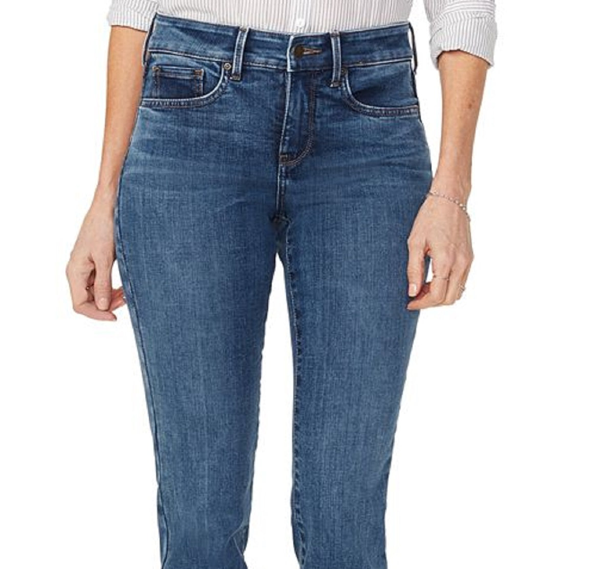 Calça jeans feminina NYDJ Marilyn Tummy Control com perna reta, azul, tamanho 12