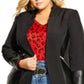 Blazer feminino City Chic Trendy Plus com acabamento em couro sintético, preto, tamanho 20W