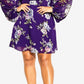 Vestido curto floral selvagem feminino City Chic roxo tamanho 14W