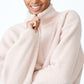 Suéter feminino COTTON ON Crop Sherpa com zíper e meio zíper, rosa, tamanho grande