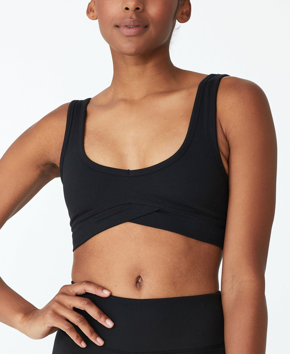 Top curto feminino COTTON ON Ultra Soft Movement, preto, tamanho X-G