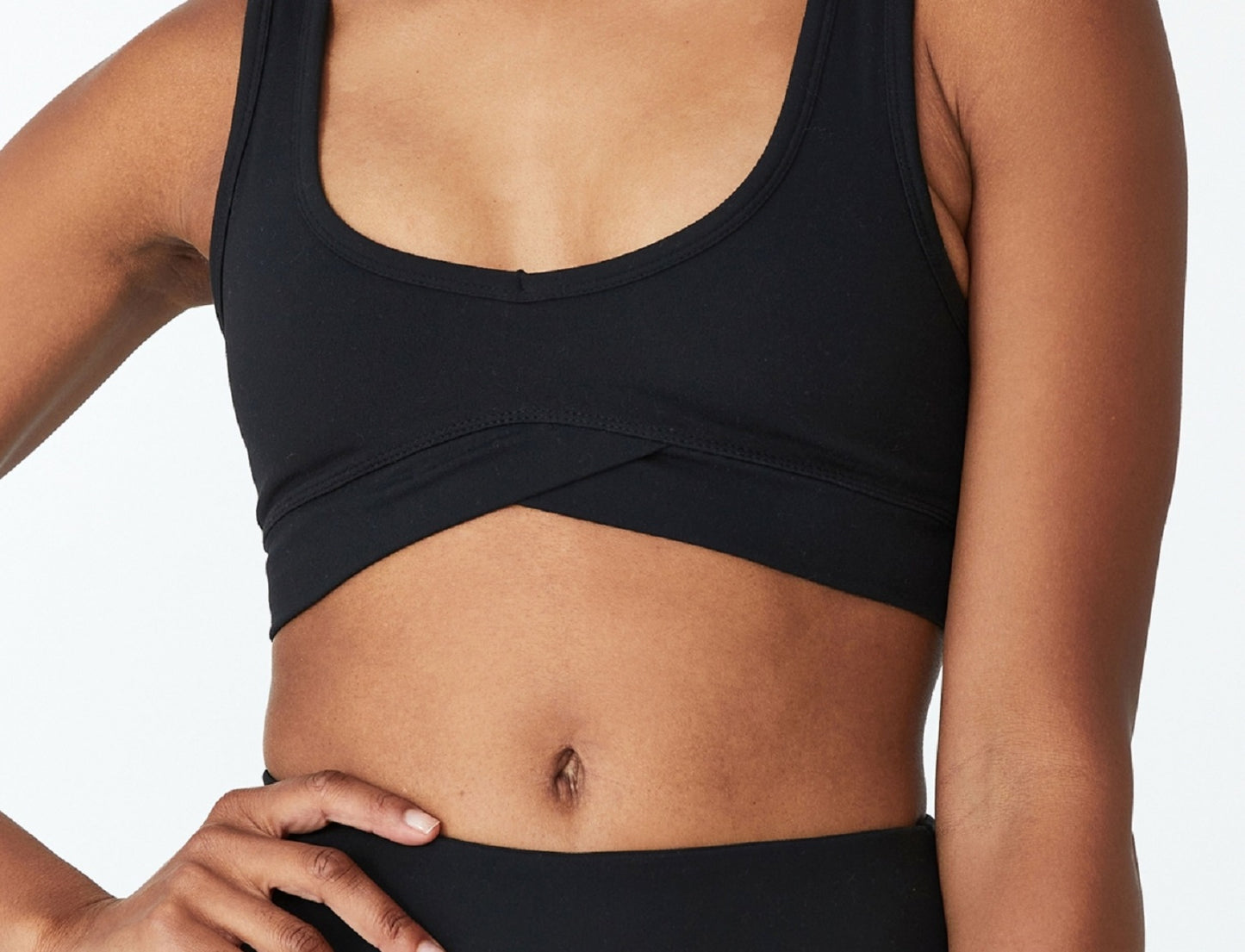 Top curto feminino COTTON ON Ultra Soft Movement, preto, tamanho X-G