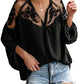 Blusas femininas Zesica pretas tamanho médio