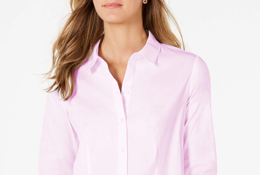 Camisa feminina clássica com botões frontais Charter Club, rosa, tamanho 18