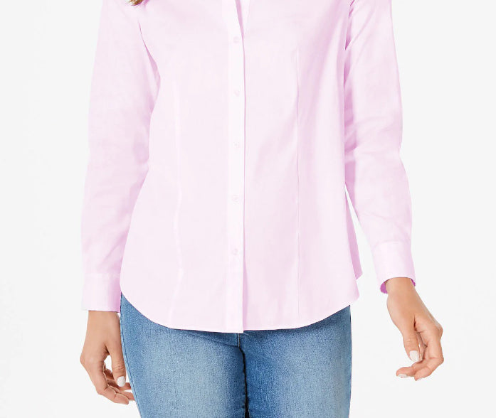 Camisa feminina clássica com botões frontais Charter Club, rosa, tamanho 18