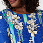 Blusa feminina estampada em jacquard, azul, tamanho XXL, da coleção JM
