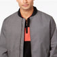 Jaqueta bomber canelada Alfani masculina, cinza mesclado, tamanho XX-G