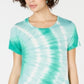 Top feminino com babados e tie-dye, estilo &amp; co, verde, tamanho médio