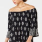 Vestido feminino estampado ombro a ombro/ombro a ombro estilo &amp; co, preto, tamanho pequeno P