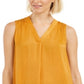 Blusa feminina sem mangas com decote em V Alfani, amarela, tamanho grande