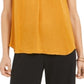 Blusa feminina sem mangas com decote em V Alfani, amarela, tamanho grande