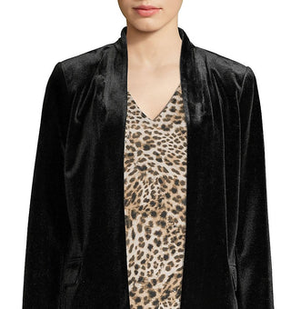 Calvin Klein Jaqueta Feminina de Veludo Manga Longa Aberta Frente Preta Tamanho 14