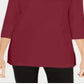 Karen Scott Blusa de malha feminina de algodão com decote canoa e manga 3/4, vermelha, tamanho GG