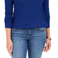 Blusa feminina Charter Club com gola alta canelada mesclada, azul, tamanho extragrande