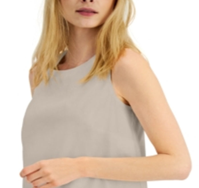 Blusa feminina Alfani sem mangas em mistura de linho marrom tamanho X-S