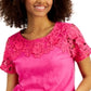 Camiseta feminina Charter Club de algodão com renda e detalhes embelezados, rosa, tamanho médio