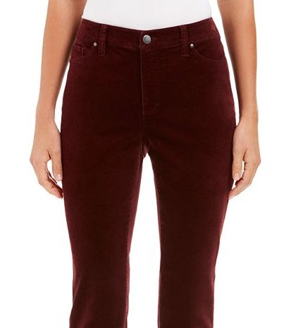 Calça jeans feminina Charter Club Lexington Velveteen reta vermelha tamanho 6 Petite