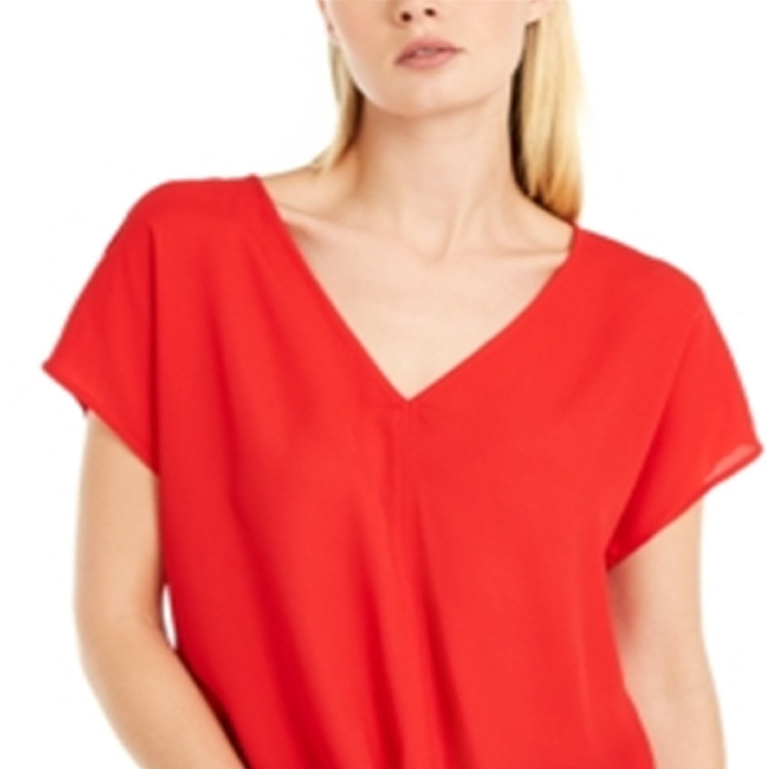 INC International Concepts Top feminino com amarração frontal, vermelho, tamanho pequeno GG