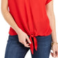 INC International Concepts Top feminino com amarração frontal, vermelho, tamanho pequeno GG
