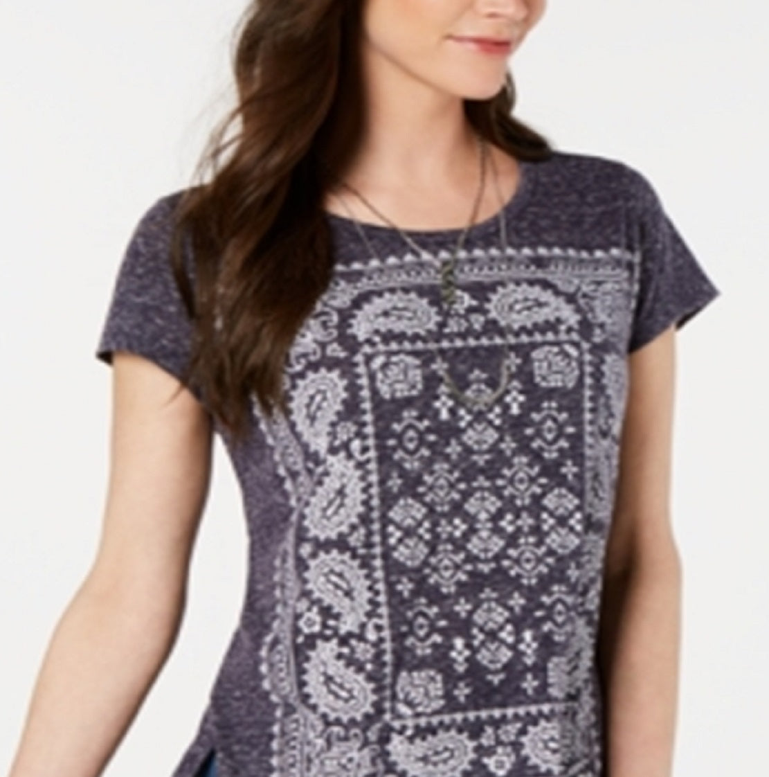 Blusa gráfica feminina Style &amp; Co, azul, tamanho pequeno grande