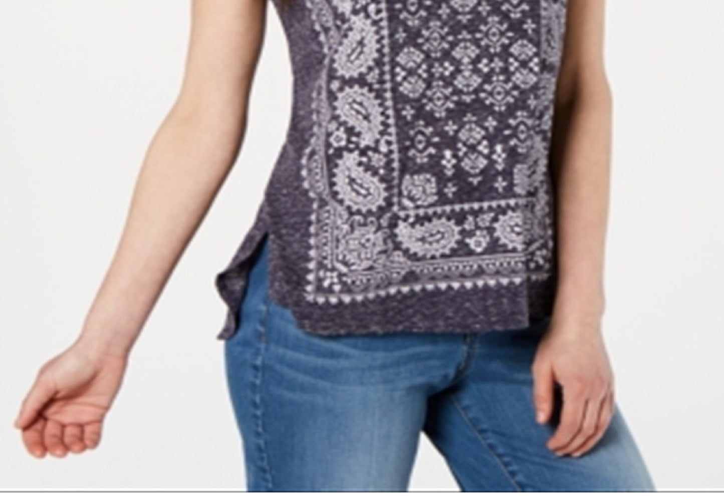 Blusa gráfica feminina Style &amp; Co, azul, tamanho pequeno grande