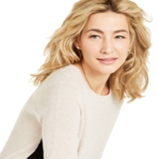Suéter de cashmere feminino com blocos de cores Charter Club, marrom, tamanho X-S