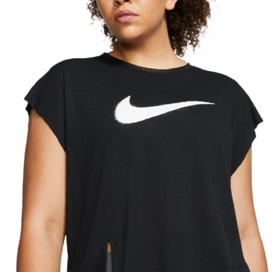 Top de treino Nike feminino plus size Dry Side-Tie preto tamanho 1X