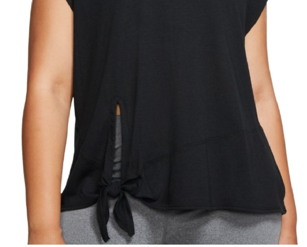 Top de treino Nike feminino plus size Dry Side-Tie preto tamanho 1X
