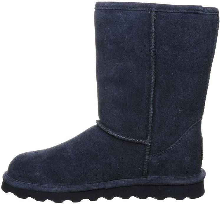 Bota feminina BEARPAW Elle curta e larga Cadet Classic em camurça preta, tamanho 7