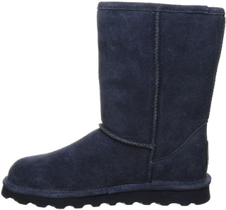 Bota feminina BEARPAW Elle curta e larga Cadet Classic em camurça preta, tamanho 7
