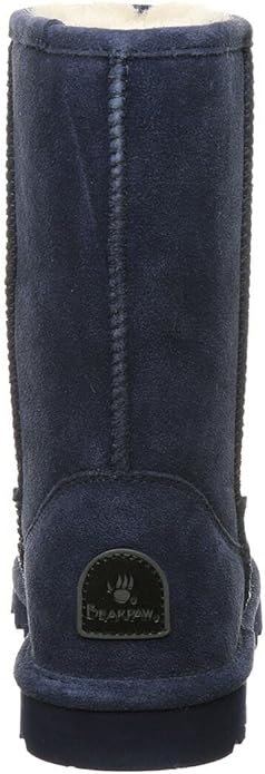 Bota feminina BEARPAW Elle curta e larga Cadet Classic em camurça preta, tamanho 7