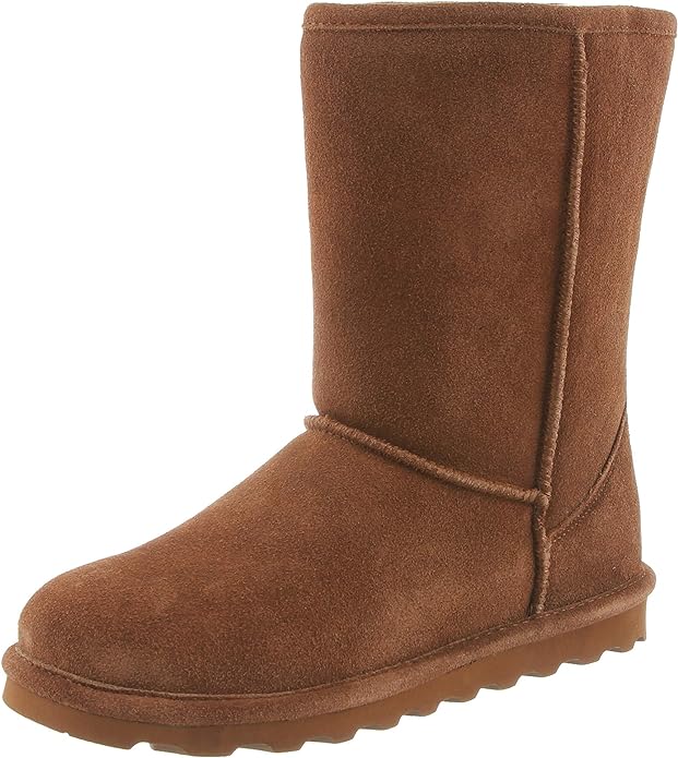 Bota feminina BEARPAW Elle curta e larga, camurça clássica Hickory II