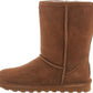 Bota feminina BEARPAW Elle curta e larga, camurça clássica Hickory II