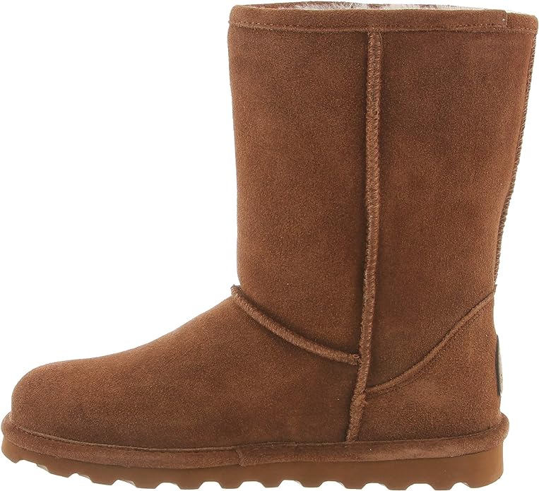 Bota feminina BEARPAW Elle curta e larga, camurça clássica Hickory II