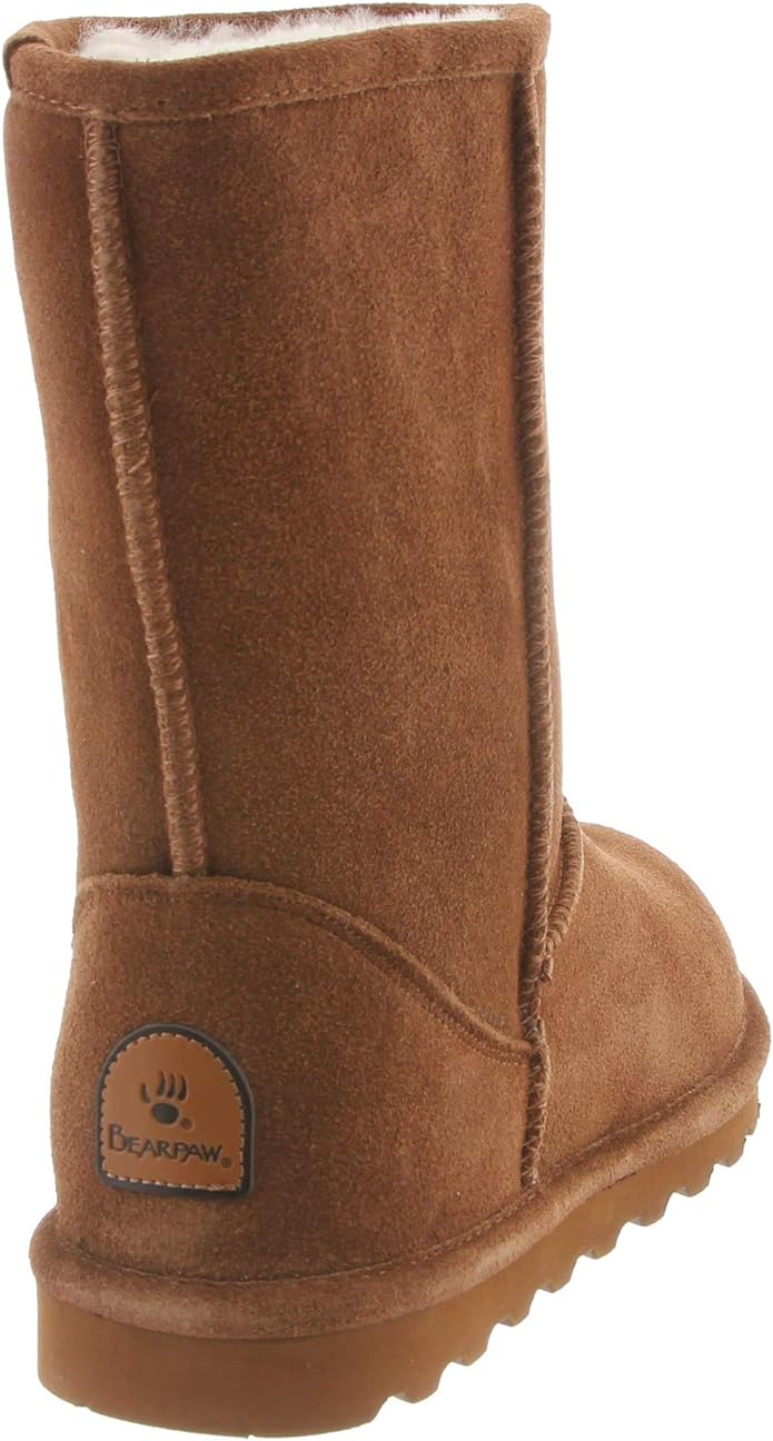 Bota feminina BEARPAW Elle curta e larga, camurça clássica Hickory II