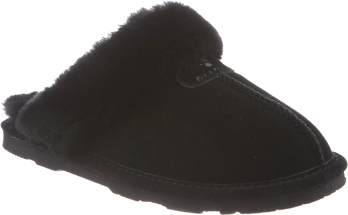 Chinelos femininos BEARPAW Loki pretos confortáveis ​​e leves, tamanho 8