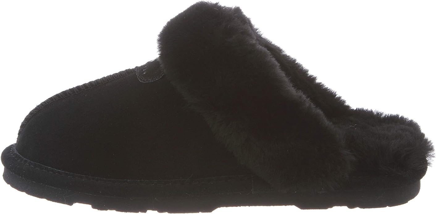 Chinelos femininos BEARPAW Loki pretos confortáveis ​​e leves, tamanho 8