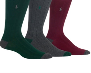 Polo Ralph Lauren Meias Caneladas Masculinas Pacote com 3 Verdes Tamanho Regular