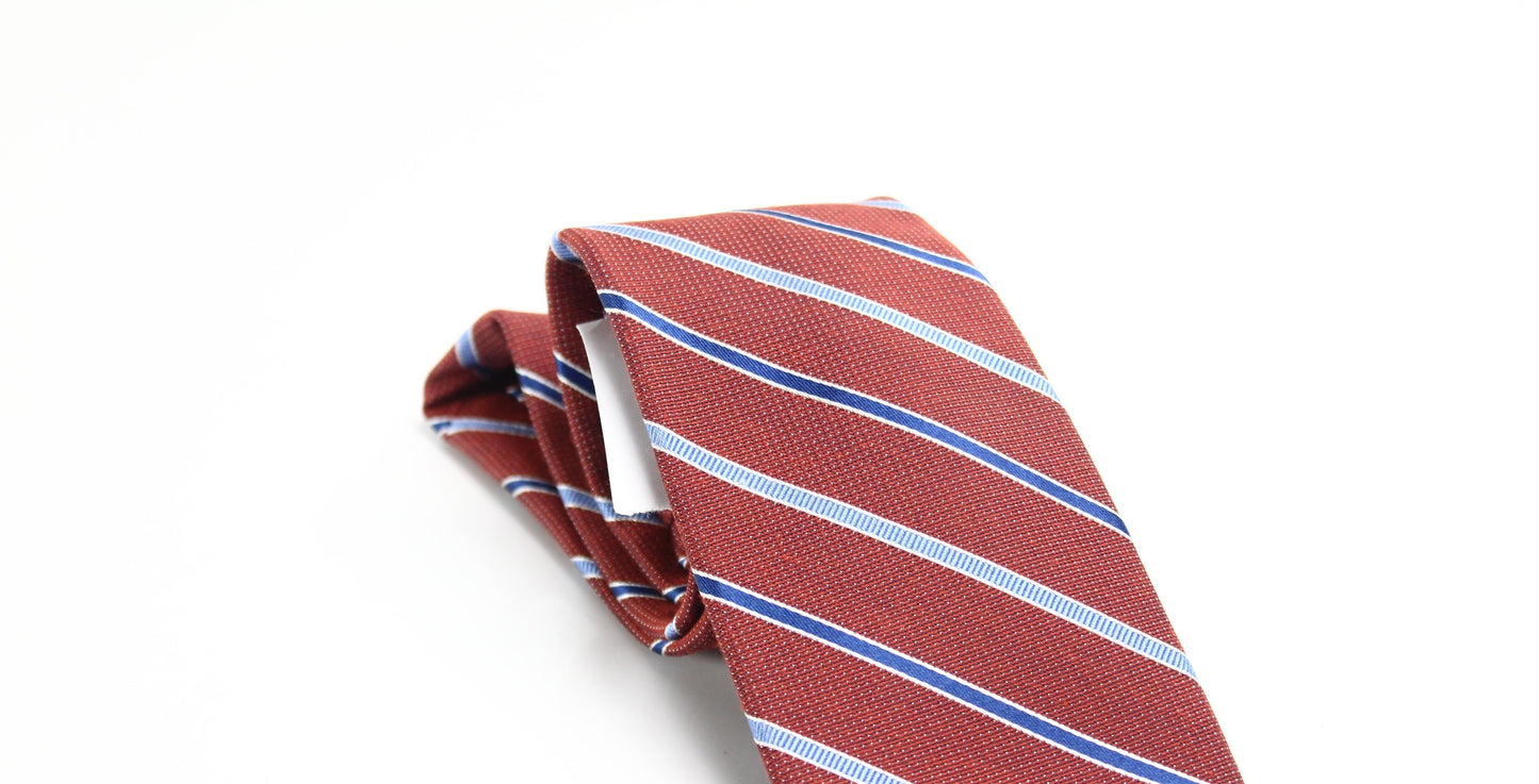 Gravata masculina Nautica Rust Striped Skinny Slim Silk Azul Tamanho Regular