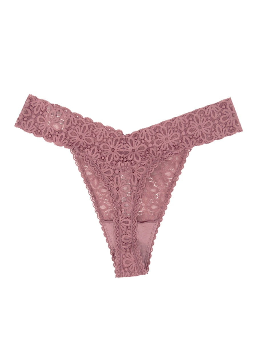 Calcinha fio dental de renda feminina Jenni rosa tamanho 1X-3X