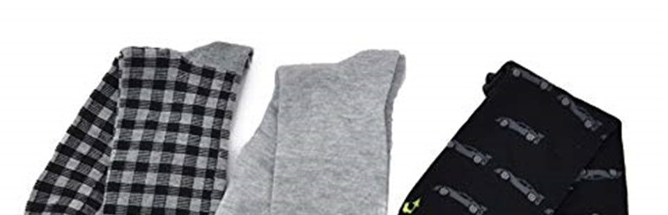 Pacote com 3 meias sociais Perry Ellis masculinas estampadas com estampa de carros, pretas, tamanho 7 a 12