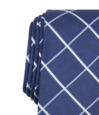 Club Room Men's Inwood Grid Silk Blend Pattern Neck Tie Blue One Size