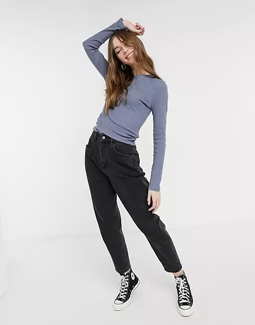 Cotton on Women's The Turn Back Manga Longa Top Cinza Tamanho G