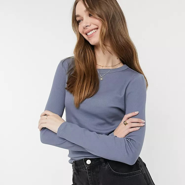 Cotton on Women's The Turn Back Manga Longa Top Cinza Tamanho G