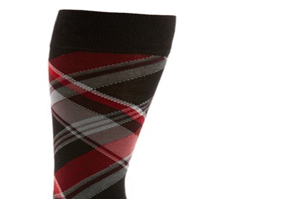 Meias leves xadrez masculinas Cole Haan cinza-azul - Tamanho 7-11